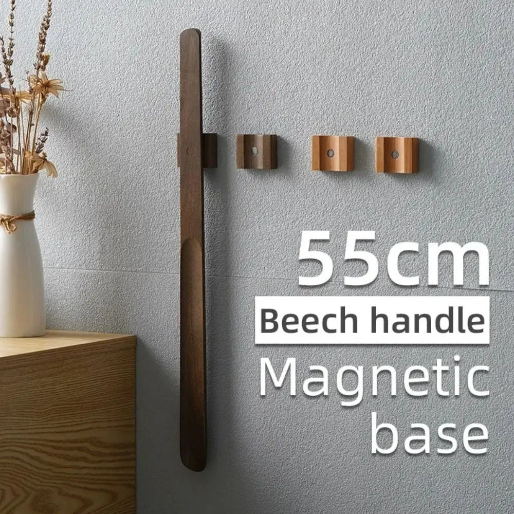 Creative 30/55cm Magnetic Shoehorn Wooden Handle Flexible Lazy Shoe Horn No-Bend Long Shoe Lifter for Elderly, Pregnant Women