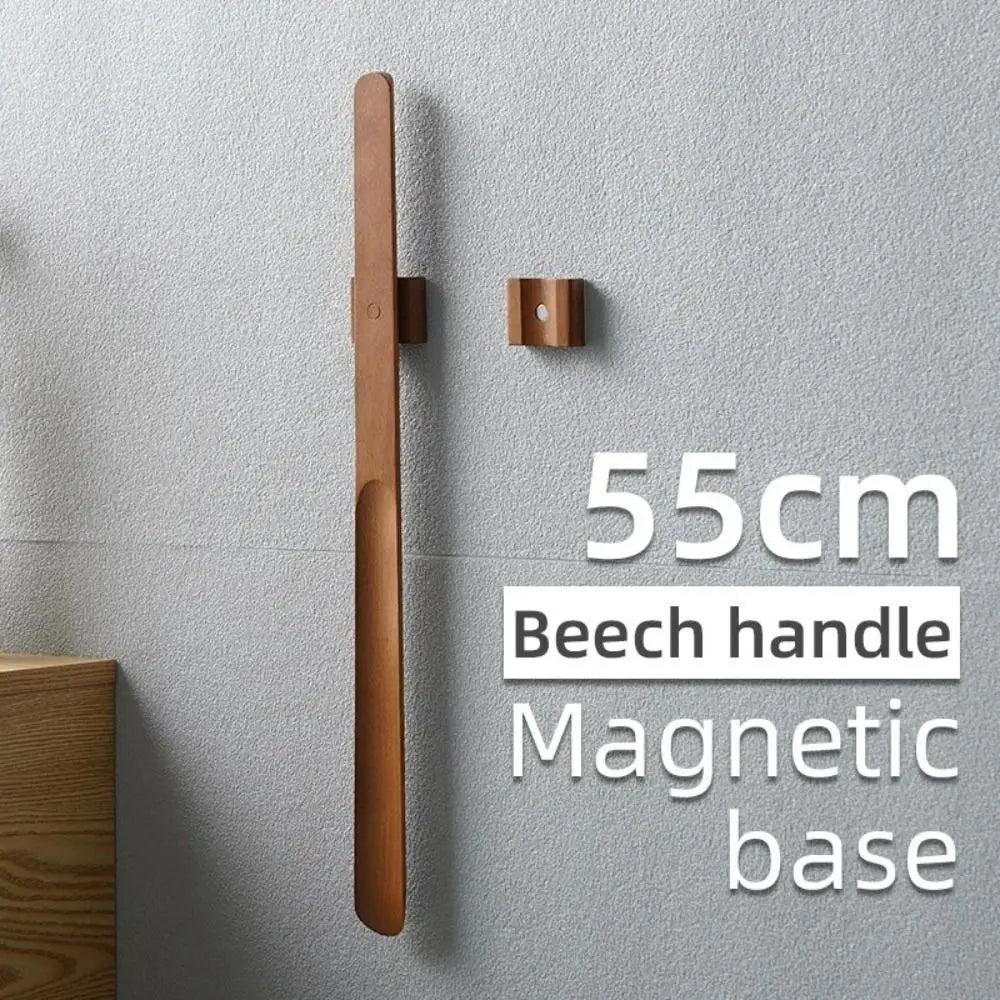 Creative 30/55cm Magnetic Shoehorn Wooden Handle Flexible Lazy Shoe Horn No-Bend Long Shoe Lifter for Elderly, Pregnant Women